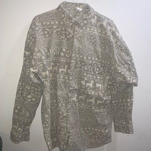 Christmas Button-Up, Moose + Deer + Stars print